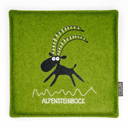 Filz Sitzpolster grün Tirol Steinbock