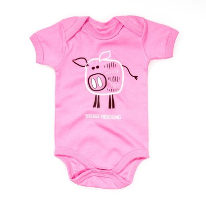 Baby Body Frischling Baumwolle pink blau Kurzarm Wildschwein Strampler