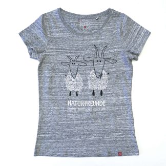 Ziege Tirol Design T-Shirt Damen blau Naturfreunde Geschenk für Berg Freundin