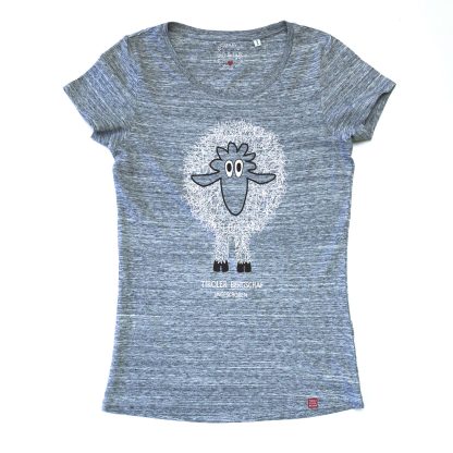 Schaf Tirol Design T-Shirt Damen blau Tiroler Bergschaf ungeschoren