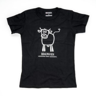 Kuh Tirol Design T-Shirt Damen schwarz Braunvieh Geschenk für Landwirtin