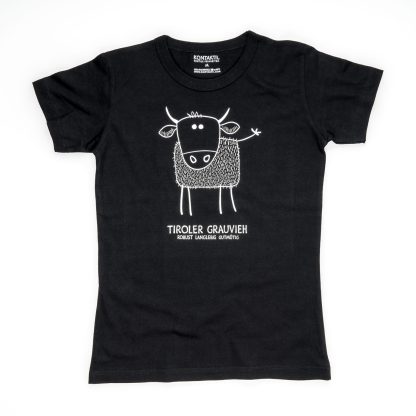 Grauvieh Tirol Design T-Shirt Damen schwarz Tiroler Grauvieh Kuh