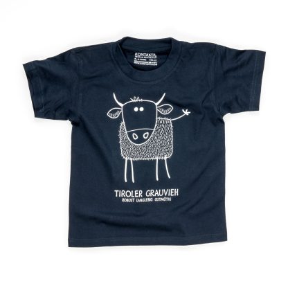 Tiroler Grauvieh T-Shirt Kind Buben Mädchen Jungen blau Kuh
