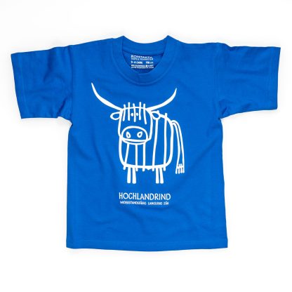 Hochlandrind T-Shirt Kind Kuh für Buben Mädchen Jungen blau Herren