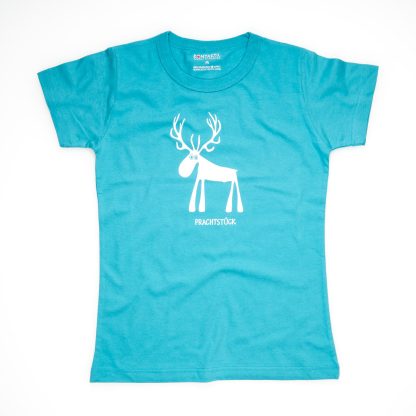 Hirsch Tirol Design T-Shirt Damen blau Prachtstück Geschenk