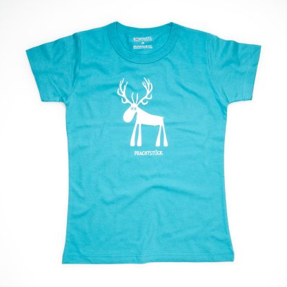 Hirsch Tirol Design T-Shirt Damen blau Prachtstück Geschenk