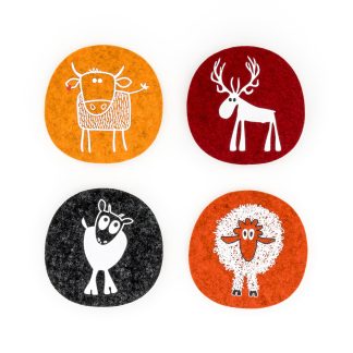 Alpen Tiere Steinbock Hirsch Filz Untersetzer Geschenk Wolle Tirol Design