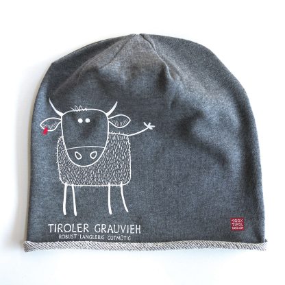 Mütze Kappe Beanie Tirol Grauvieh Kuh